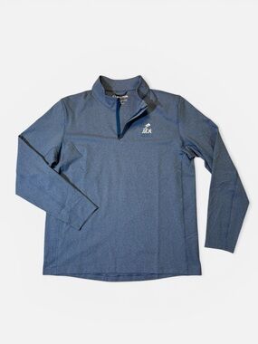 Sunice mens L Large blue solid 1/4 zip pullover golf performance sweater EUC